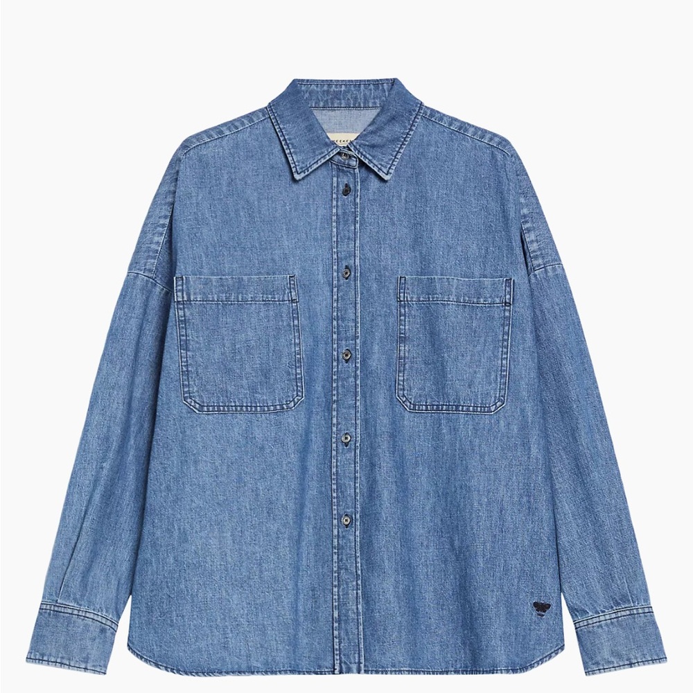 Max Mara Landa Chambray Blue Denim Button-Up Shirt